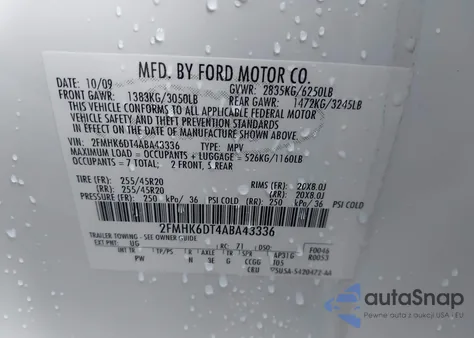 2010 Ford Flex Limited z USA, uszkodzony, nr VIN 2FMHK6DT4ABA43336